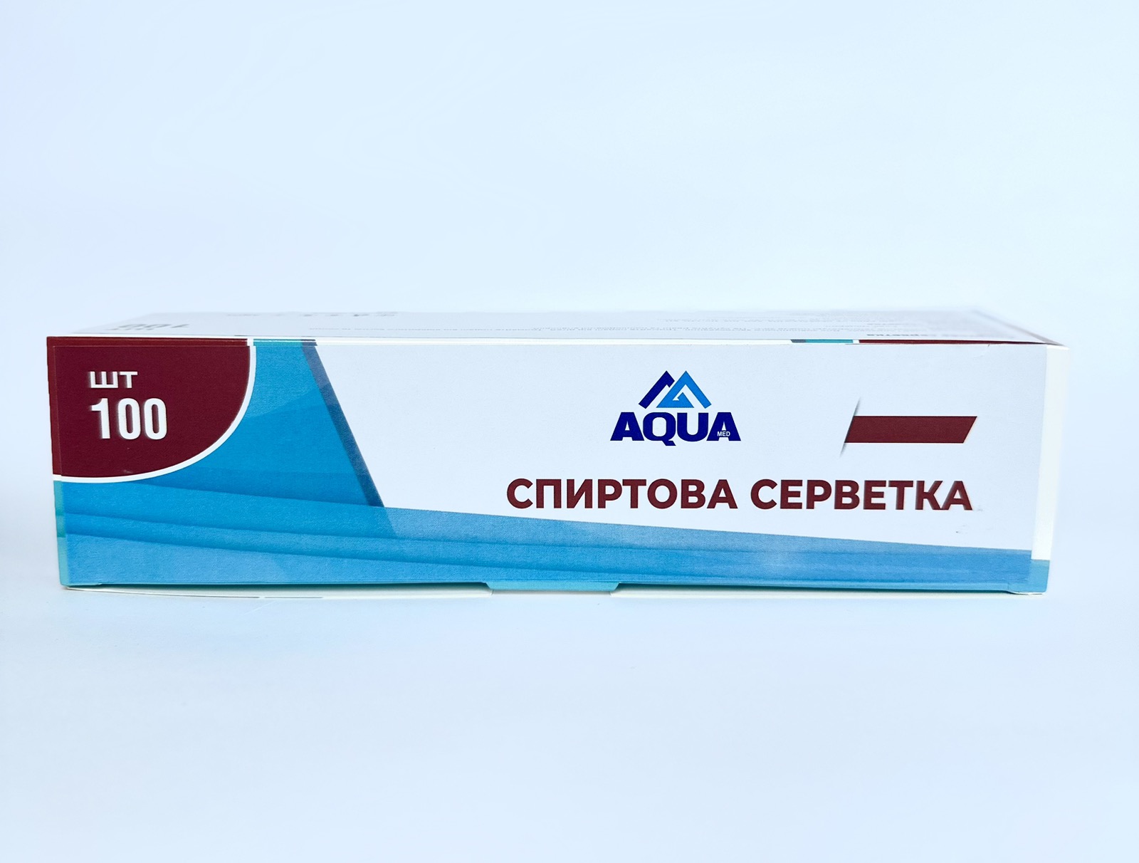 Серветки спиртові "AQUA" 78x55 мм, просочені 70% ізопропиловим спиртовим розчином